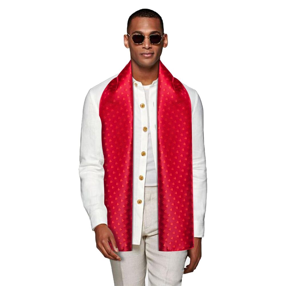 4429 Valentines Red Heart Scarf Silk Lightweight Feeling Soft Scarves
